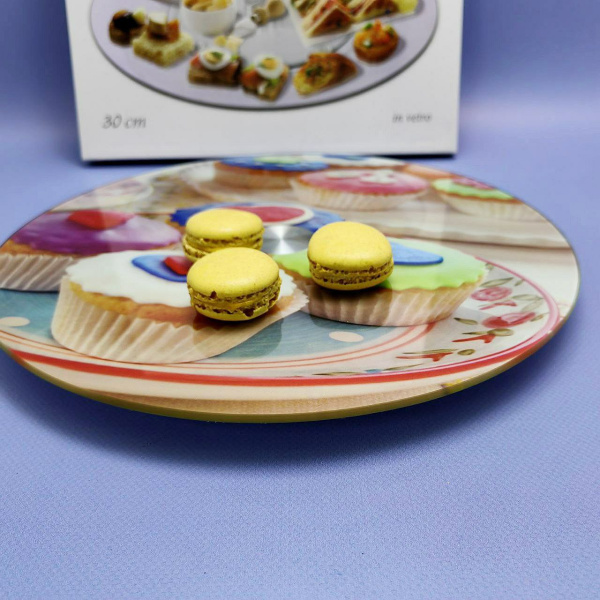 Подставка для торта/поворотный стол для кондитера на стеклянном крутящемся диске, Ø-30см, Plateau tournant en werre цвет MIX